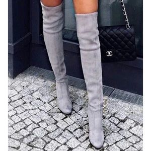 Charcoal Over The Knee Boots